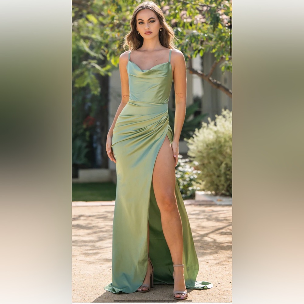 Sage Green Satin Bridesmaid Dress